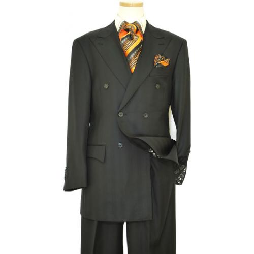 Masteloni Collection Black Shadow Stripes Super 150'S Double Breasted Suit 101